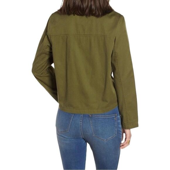 Madewell Crop Anorak Jacket In Desert Olive, 2 Patch and 2 Side Seam Pockets, XS - Picture 4 of 16